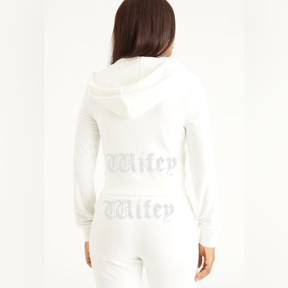 Juicy Couture White Rhinestone Logo Hoodie